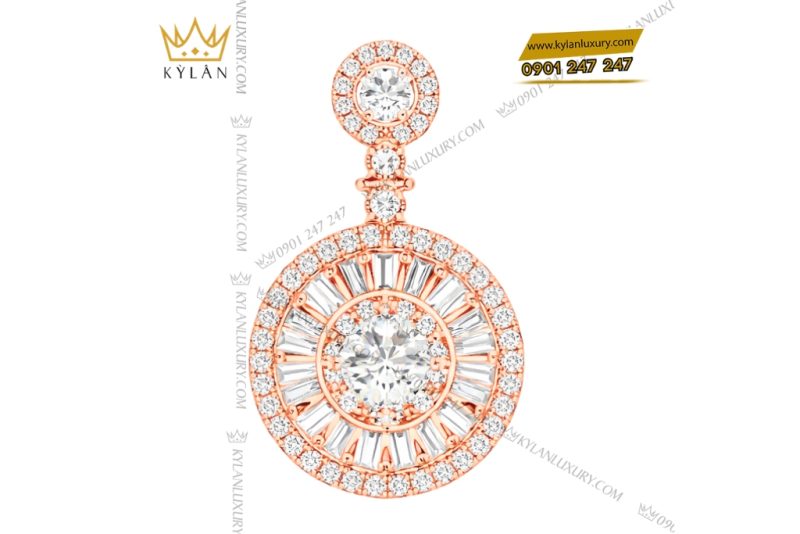 Dây chuyền vàng hồng Au750 đính kim cương