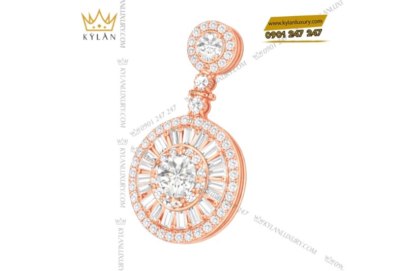 Dây chuyền vàng hồng Au750 đính kim cương