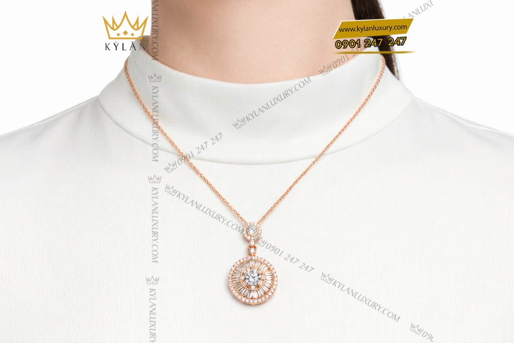 Kỳ Lân Luxury Day chuyen vang hong Au750 dinh kim cuong 17 Dây chuyền vàng hồng Au750 đính kim cương