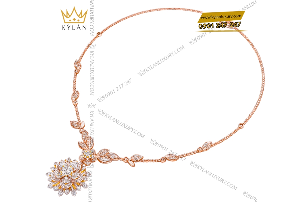 Kỳ Lân Luxury Day chuyen vang hong Au750 dinh kim cuong 4 2 Dây chuyền vàng hồng Au750 đính kim cương