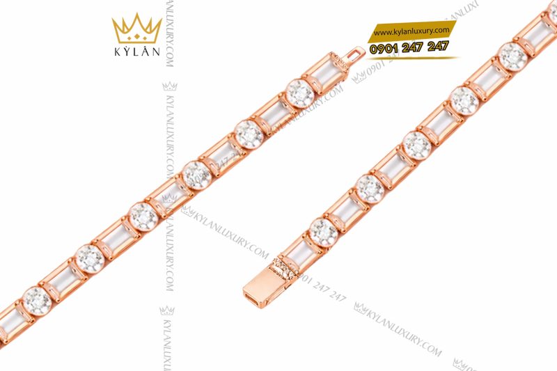 Dây chuyền vàng hồng Au750 đính kim cương