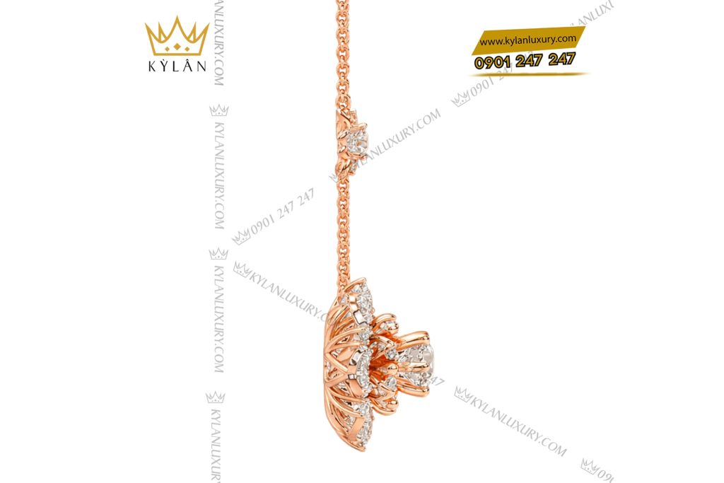 Kỳ Lân Luxury Day chuyen vang hong Au750 dinh kim cuong 7 1 Dây chuyền vàng hồng Au750 đính kim cương