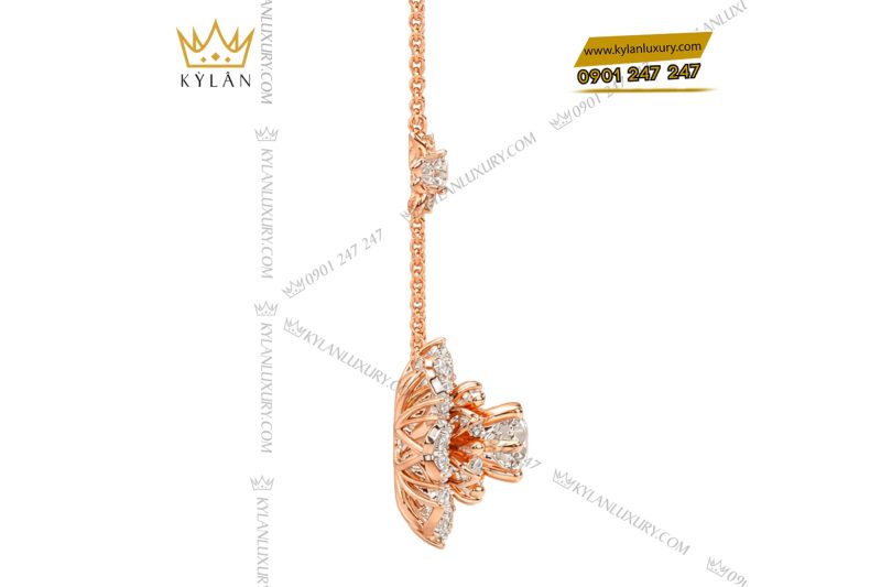 Dây chuyền vàng hồng Au750 đính kim cương