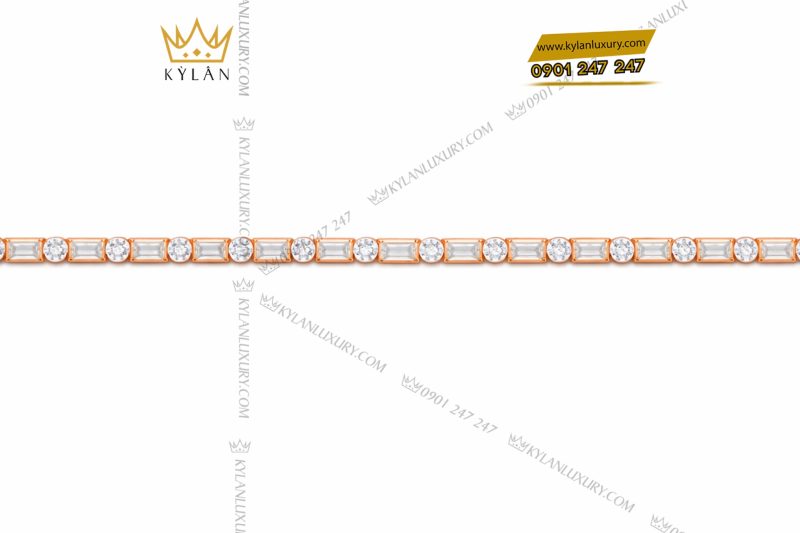 Dây chuyền vàng hồng Au750 đính kim cương