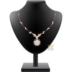 Dây chuyền vàng hồng Au750 đính kim cương