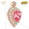 Dây chuyền trái tim vàng hồng Au750 đính kim cương và sapphire hồng