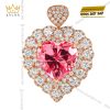 Dây chuyền trái tim vàng hồng Au750 đính kim cương và sapphire hồng