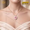 Dây chuyền trái tim vàng hồng Au750 đính kim cương và sapphire hồng