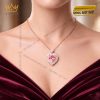 Dây chuyền trái tim vàng hồng Au750 đính kim cương và sapphire hồng