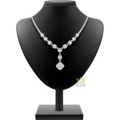 Dây chuyền vàng trắng Au750 đính kim cương