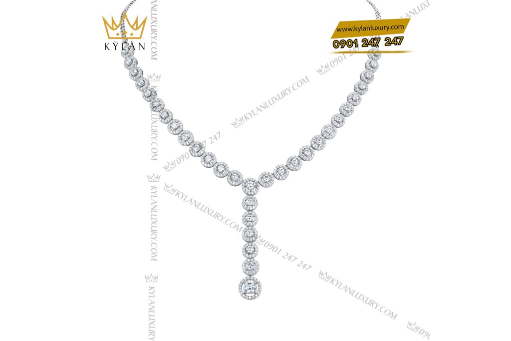 Dây chuyền vàng trắng Au750 đính kim cương