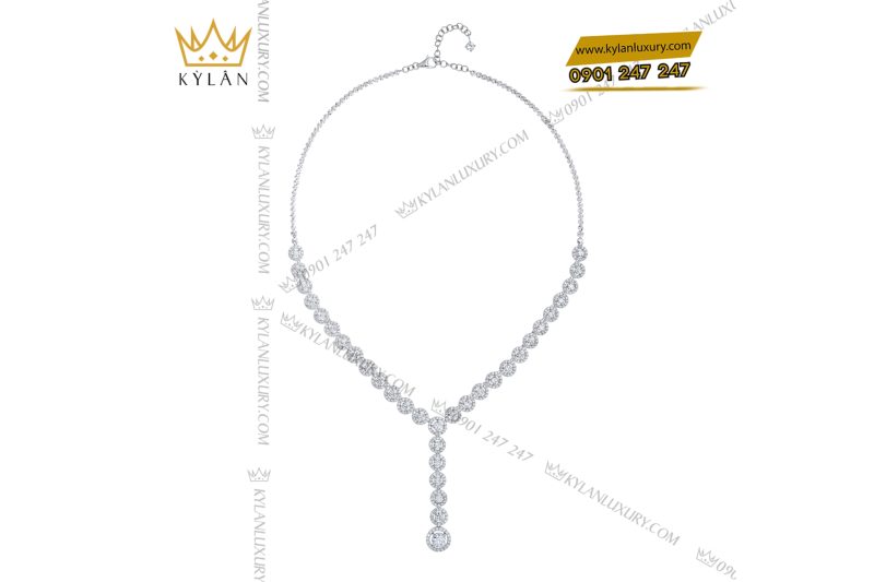 Dây chuyền vàng trắng Au750 đính kim cương