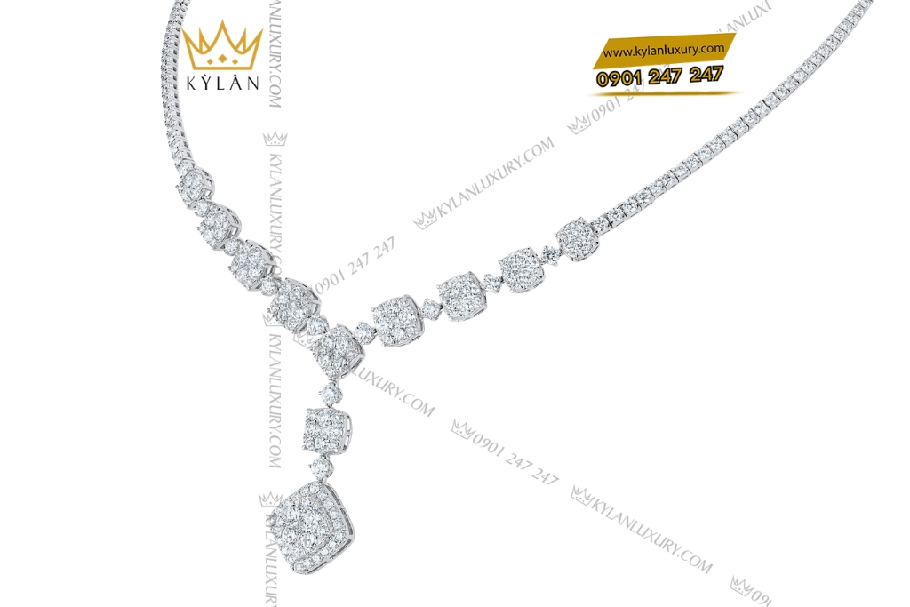 Kỳ Lân Luxury Day chuyen vang trang Au750 dinh kim cuong 5 1 Dây chuyền vàng trắng Au750 đính kim cương