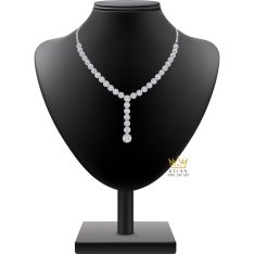 Dây chuyền vàng trắng Au750 đính kim cương