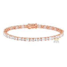 Lắc tay vàng hồng Au750 đính kim cương