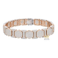 Lắc tay vàng hồng Au750 đính kim cương