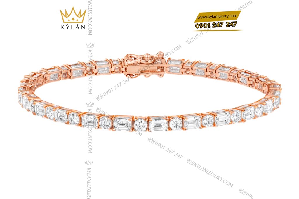 Lắc tay vàng hồng Au750 đính kim cương 3 Lắc tay vàng hồng Au750 đính kim cương