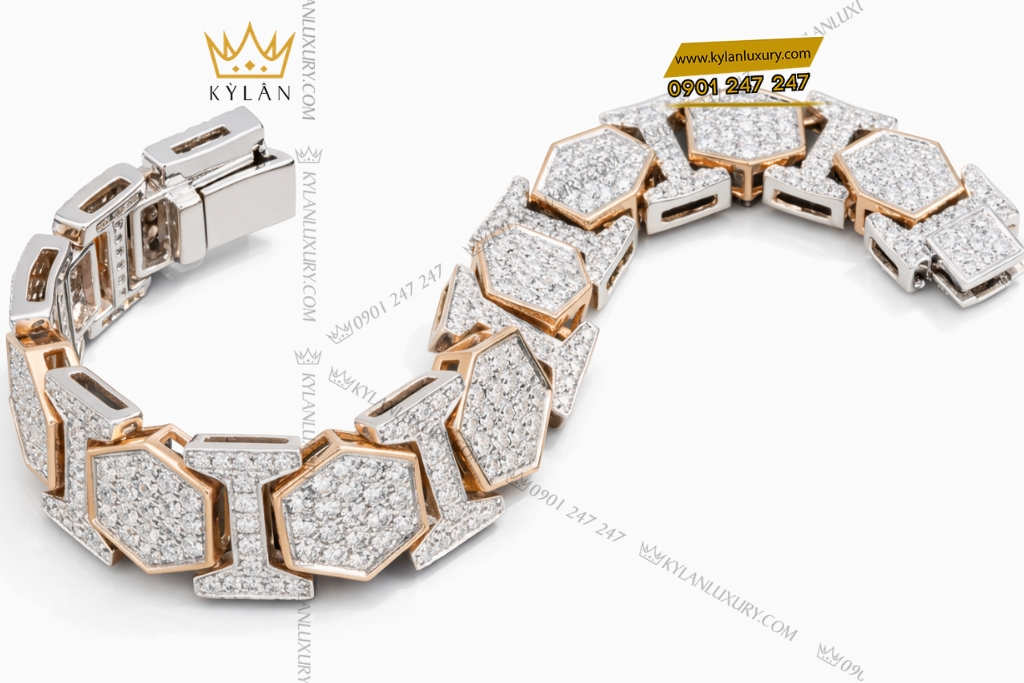 Lắc tay vàng hồng Au750 đính kim cương (11)