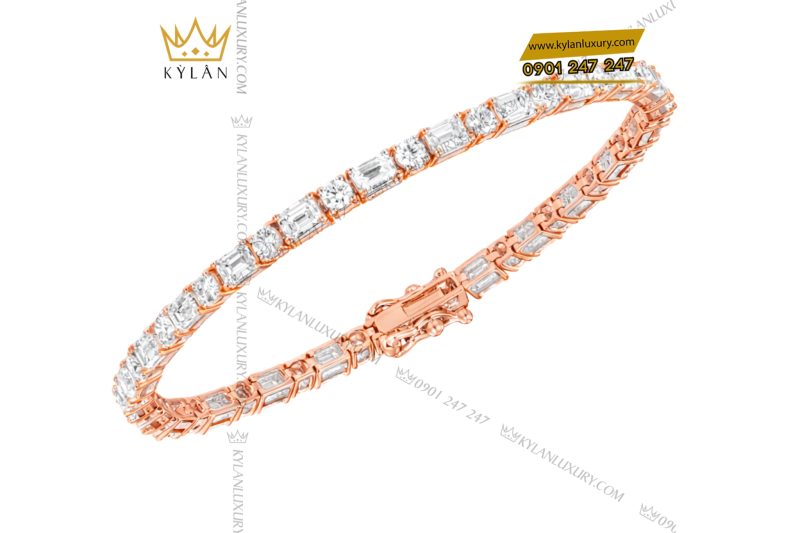 Lắc tay vàng hồng Au750 đính kim cương