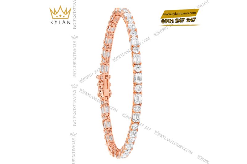 Lắc tay vàng hồng Au750 đính kim cương