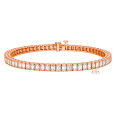 Lắc tay vàng hồng Au750 đính kim cương baguette