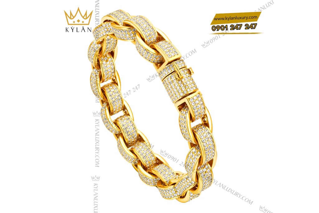 Kỳ Lân Luxury Lac tay vang vang Au750 dinh kim cuong 4 Lắc tay vàng vàng Au750 đính kim cương