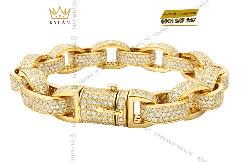 Lắc tay vàng vàng Au750 đính kim cương