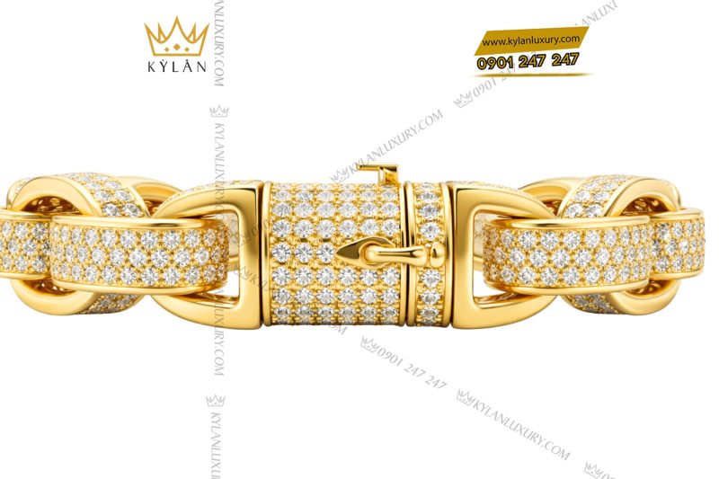 Lắc tay vàng vàng Au750 đính kim cương
