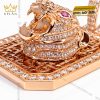 Mặt dây chuyền hình đầu hổ vàng hồng Au750 đính kim cương