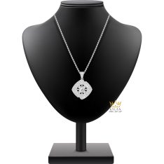 Mặt dây chuyền vàng trắng Au750 đính kim cương