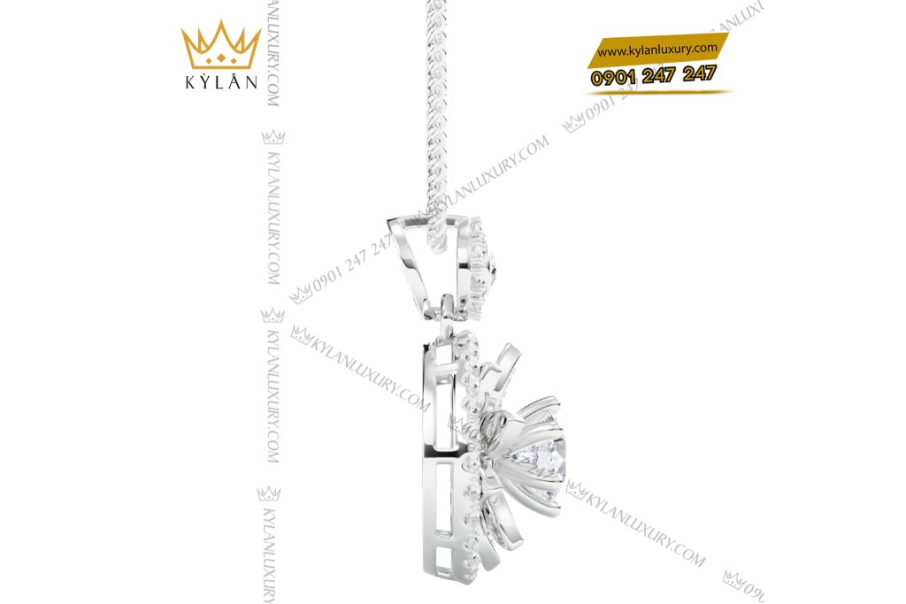 Kỳ Lân Luxury Mat day chuyen vang trang Au750 dinh kim cuong 6 Mặt dây chuyền vàng trắng Au750 đính kim cương