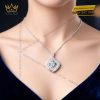 Mặt dây chuyền vàng trắng Au750 đính kim cương