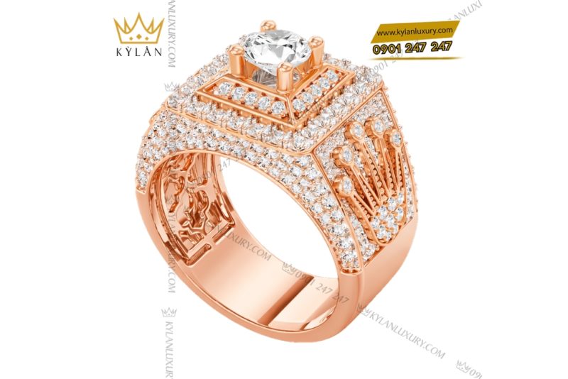 Nhẫn Rolex vàng hồng Au750 đính kim cương