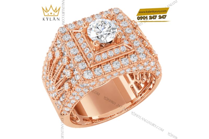 Nhẫn Rolex vàng hồng Au750 đính kim cương