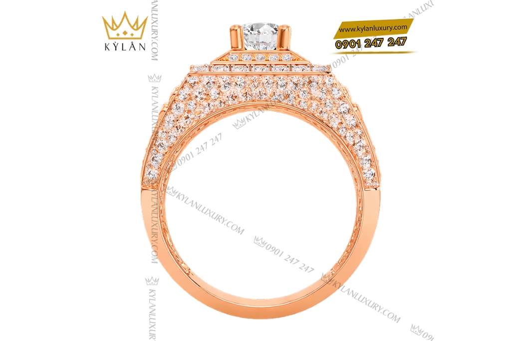 Nhẫn Rolex vàng hồng Au750 đính kim cương