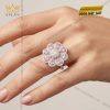 Nhẫn hoa vàng trắng Au750 đính kim cương và sapphire hồng