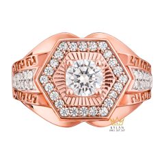 Nhẫn nam vàng hồng Au750 đính kim cương