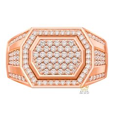 Nhẫn nam vàng hồng Au750 đính kim cương