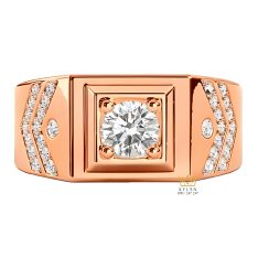 Nhẫn nam vàng hồng Au750 đính kim cương