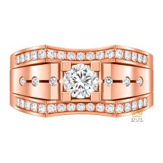 Nhẫn nam vàng hồng Au750 đính kim cương