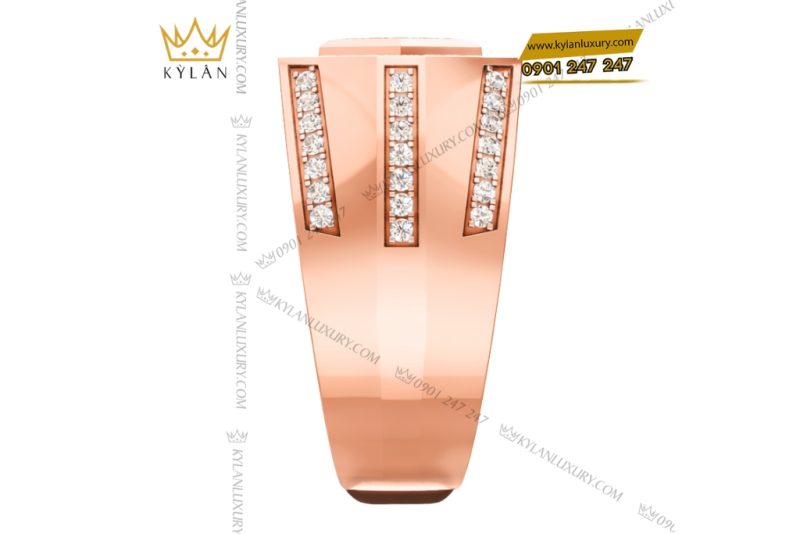 Nhẫn nam vàng hồng Au750 đính kim cương