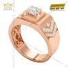 Nhẫn nam vàng hồng Au750 đính kim cương