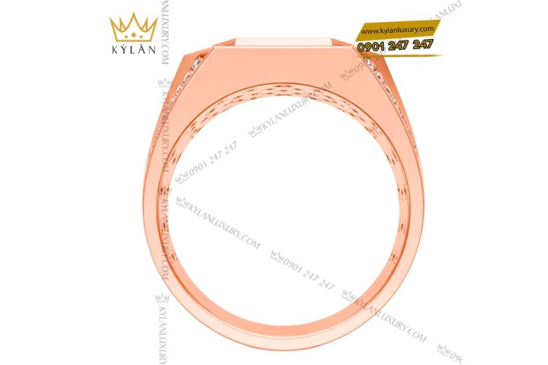 Nhẫn nam vàng hồng Au750 đính kim cương