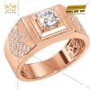 Nhẫn nam vàng hồng Au750 đính kim cương