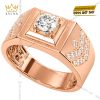 Nhẫn nam vàng hồng Au750 đính kim cương