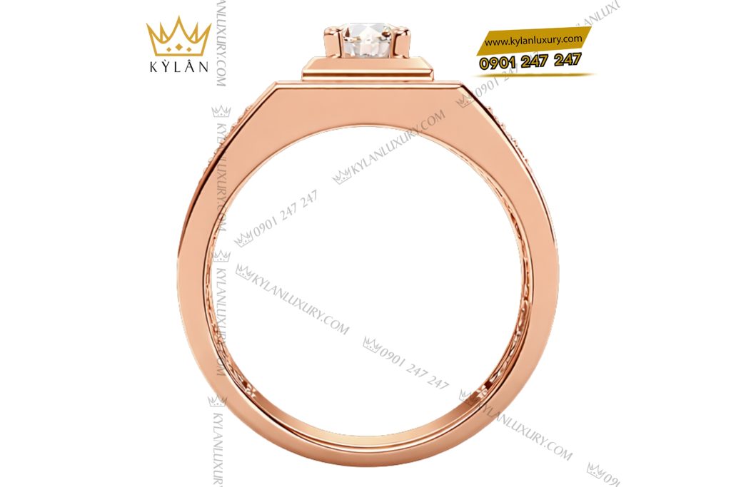 Kỳ Lân Luxury Nhan nam vang hong Au750 dinh kim cuong 8 3 Nhẫn nam vàng hồng Au750 đính kim cương