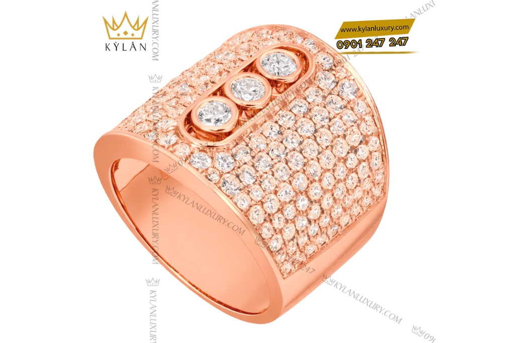 Nhẫn nam vàng hồng Au7501 đính kim cương 2 Nhẫn nam vàng hồng Au7501 đính kim cương