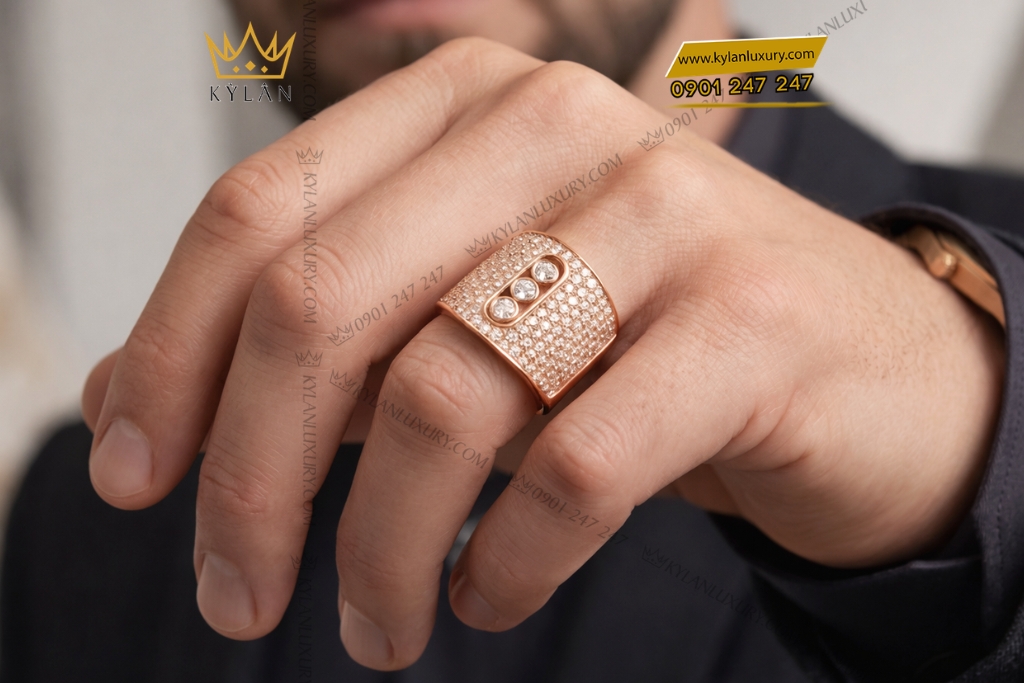 Nhẫn nam vàng hồng Au7501 đính kim cương 6 Nhẫn nam vàng hồng Au7501 đính kim cương