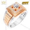 Nhẫn nam vàng hồng mix vàng trắng Au750 đính kim cương