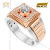 Nhẫn nam vàng hồng mix vàng trắng Au750 đính kim cương